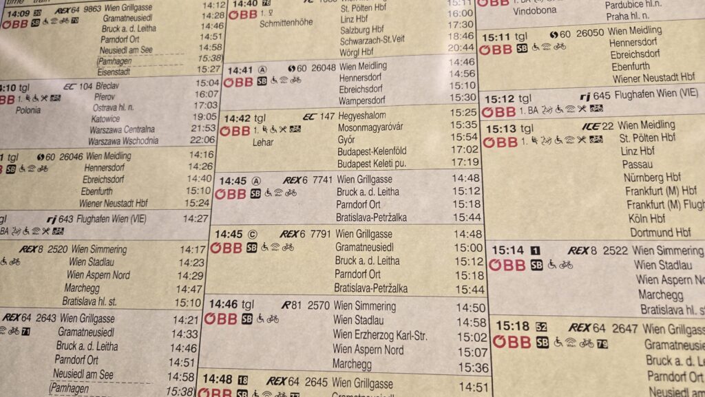 14:45発REX6 7741便に乗りました(ウィーン中央駅で撮影)